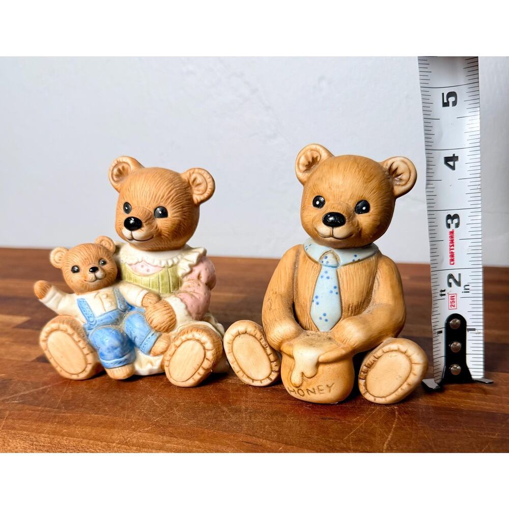 Vintage HOMCO Teddy Bear Figurines Set: Mama Bear, Honey Pot (Pair) - Picture 5 of 9